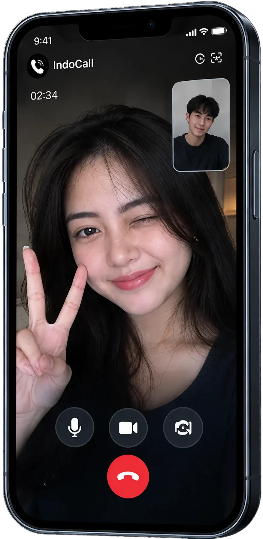 Tampilan video call IndoCall di HP